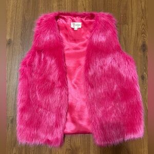 L'ATISTE Vibrant Pink Faux Fur Vest